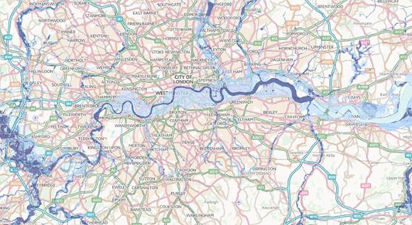2D river flooding map